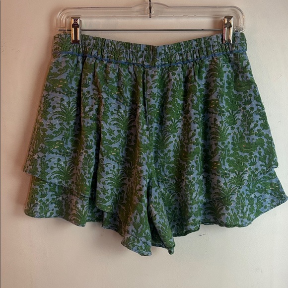 Anthropologie |ETT:TWA Simone Tiered Green Botanical Print Shorts Sz S - Picture 8 of 13